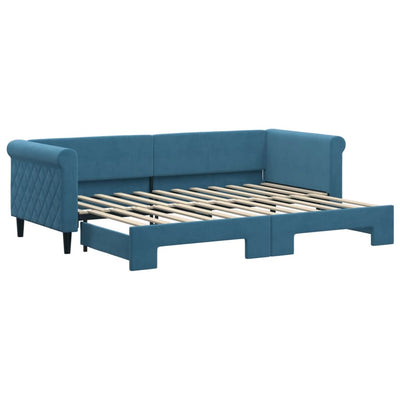 daybed med udtræk 80x200 cm velour blå