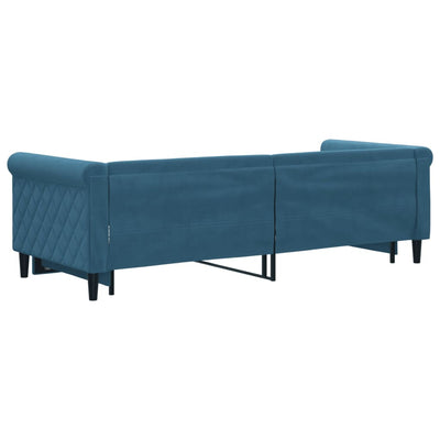 daybed med udtræk 80x200 cm velour blå