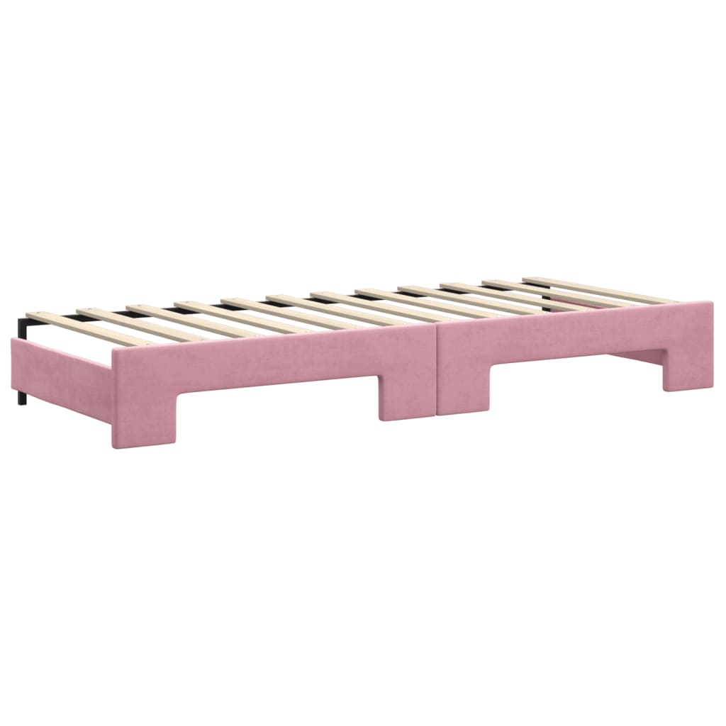 daybed med udtræk 80x200 cm velour lyserød