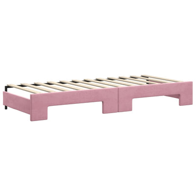daybed med udtræk 80x200 cm velour lyserød