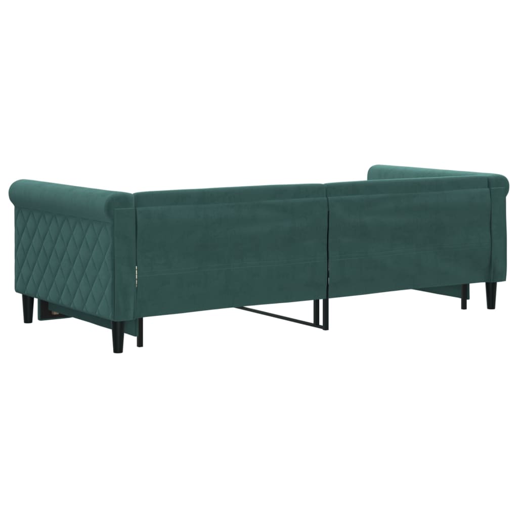 daybed med udtræk 90x200 cm velour mørkegrøn