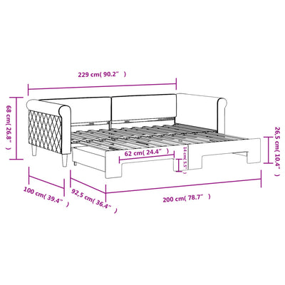 daybed med udtræk 90x200 cm velour mørkegrøn
