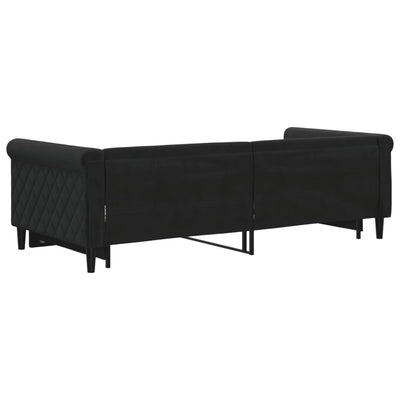 daybed med udtræk 90x200 cm velour sort