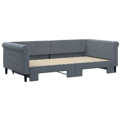 daybed med udtræk 100x200 cm velour mørkegrå