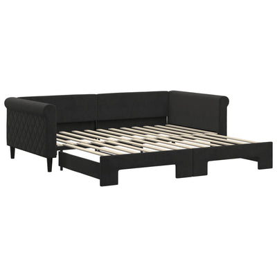 daybed med udtræk 100x200 cm velour sort