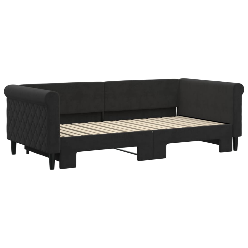 daybed med udtræk 90x190 cm velour sort