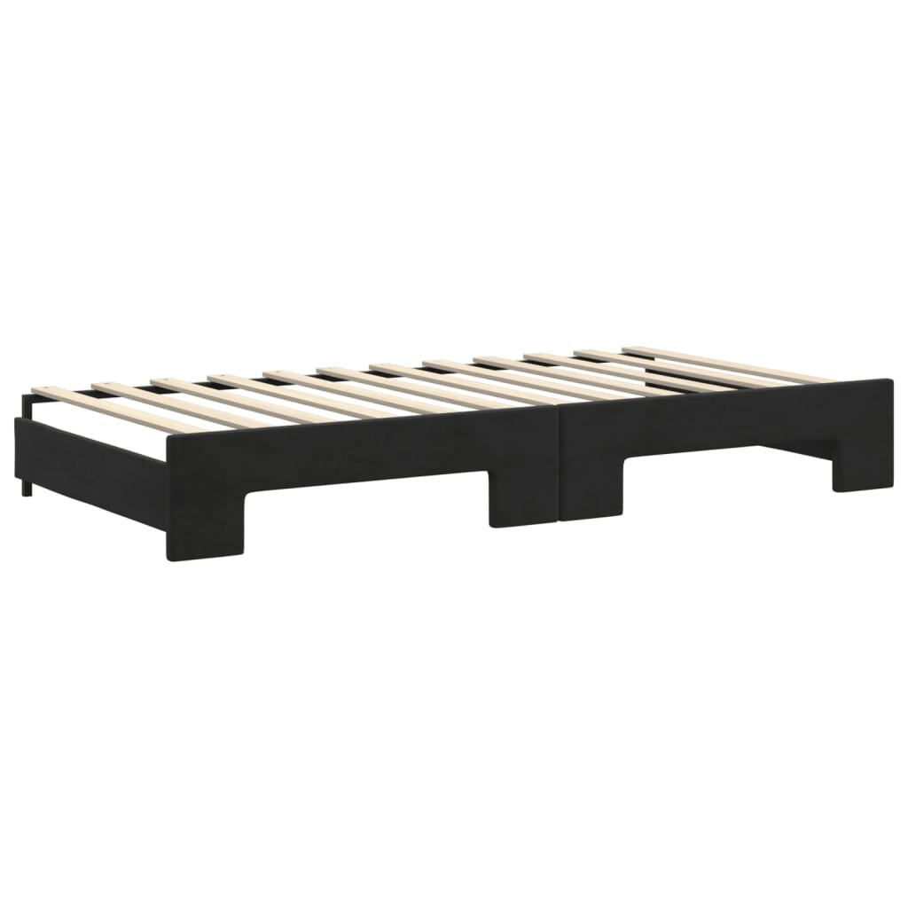 daybed med udtræk og madras 100x200 cm velour sort