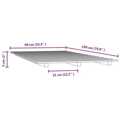 sengestel 90x190 cm massivt fyrretræ sort