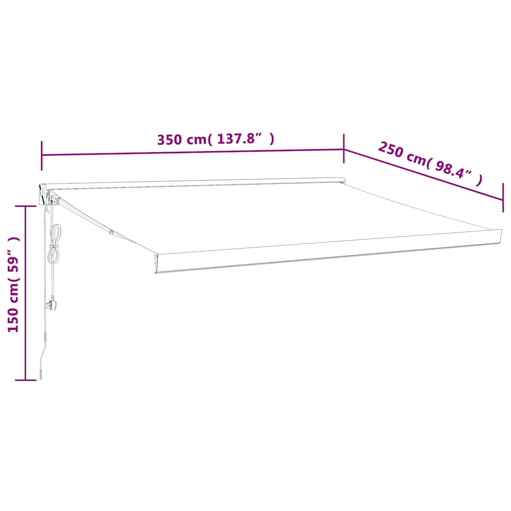 foldemarkise 3,5x2,5 m stof og aluminium gul og hvid