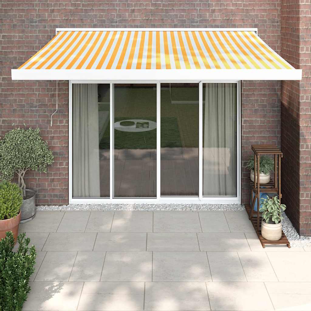 foldemarkise 3,5x2,5 m stof og aluminium gul og hvid