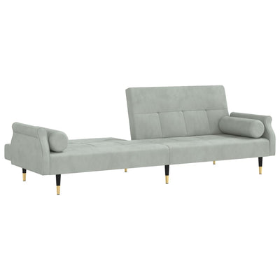 sovesofa med hynder velour lysegrå