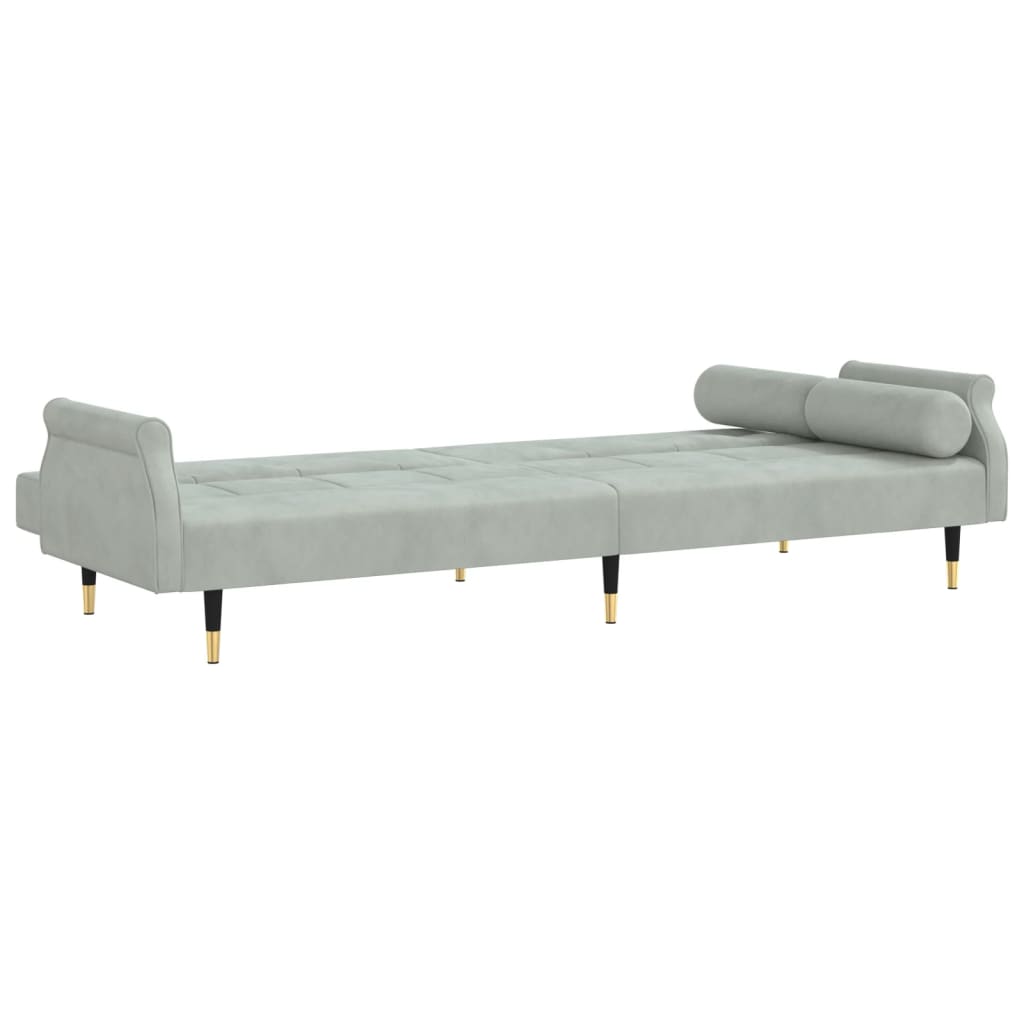 sovesofa med hynder velour lysegrå