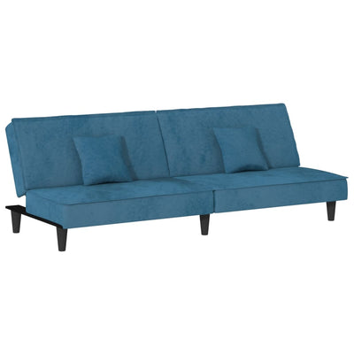 sovesofa velour blå