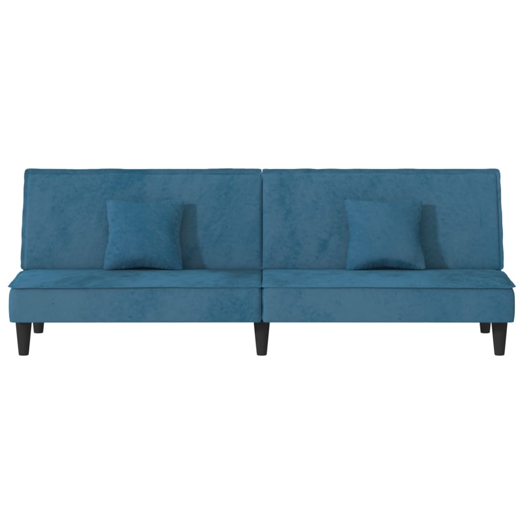 sovesofa velour blå