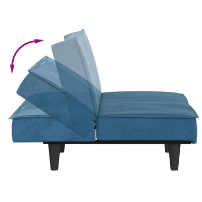 sovesofa velour blå