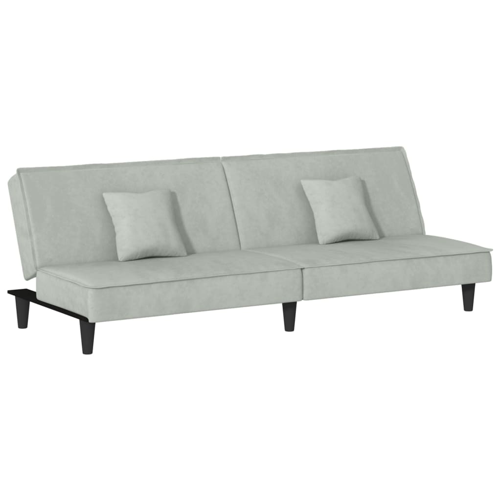 sovesofa velour lysegrå