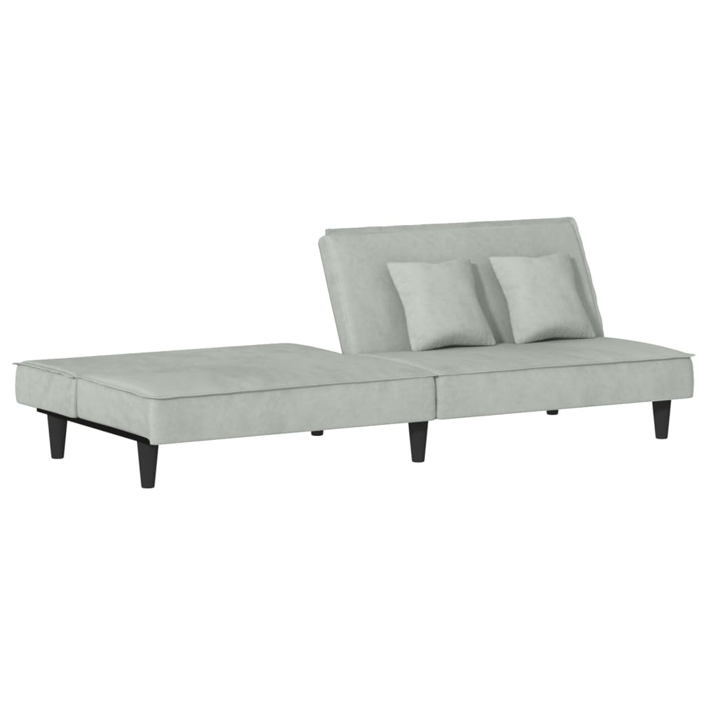 sovesofa velour lysegrå