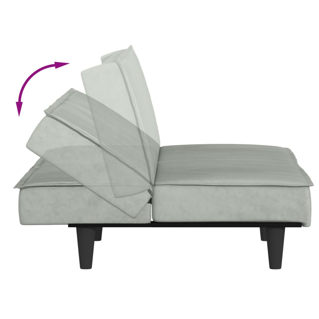 sovesofa velour lysegrå