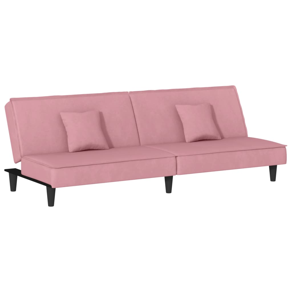 sovesofa velour lyserød