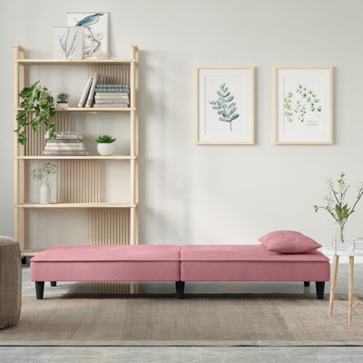 sovesofa velour lyserød