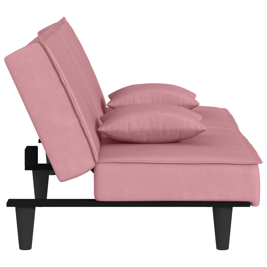 sovesofa velour lyserød