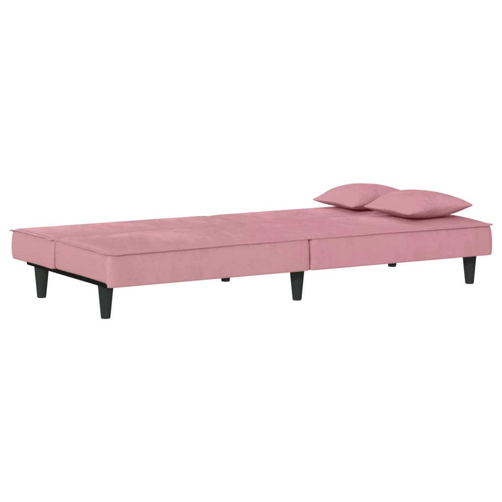 sovesofa velour lyserød