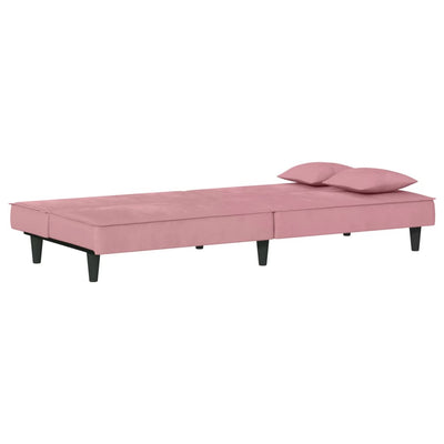 sovesofa velour lyserød