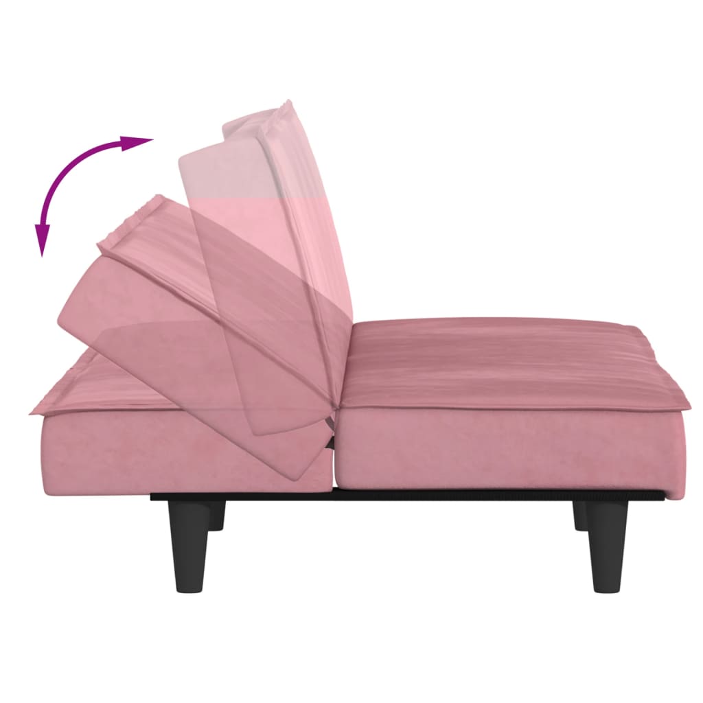 sovesofa velour lyserød