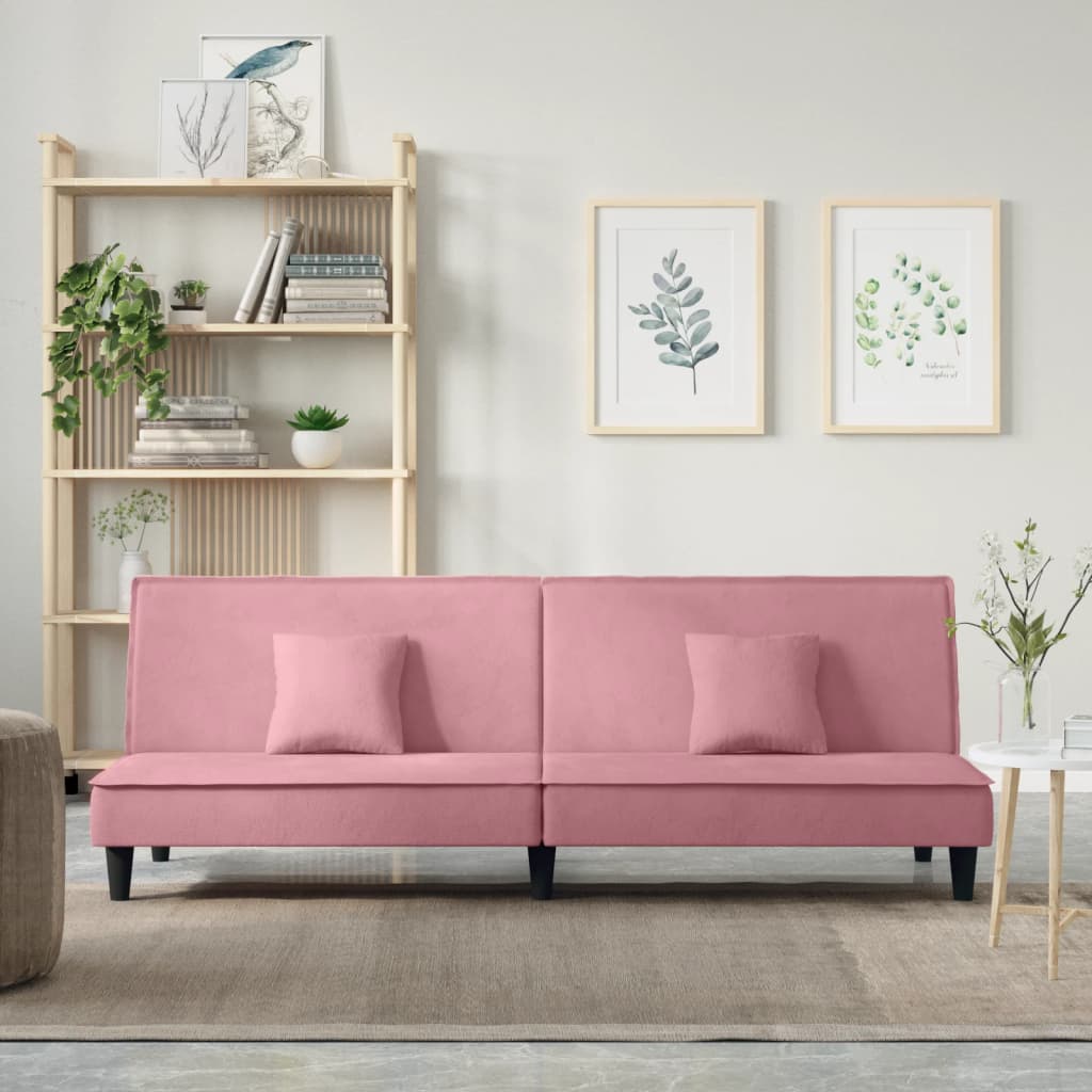 sovesofa velour lyserød