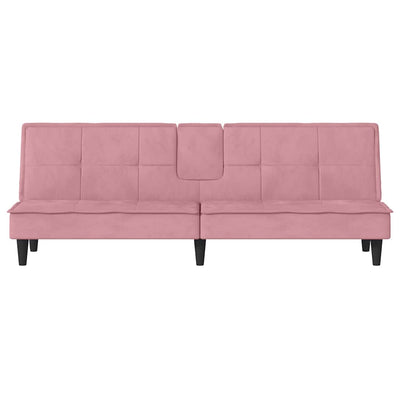 sovesofa med kopholdere velour lyserød