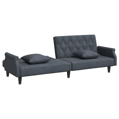 sovesofa med armlæn velour mørkegrå