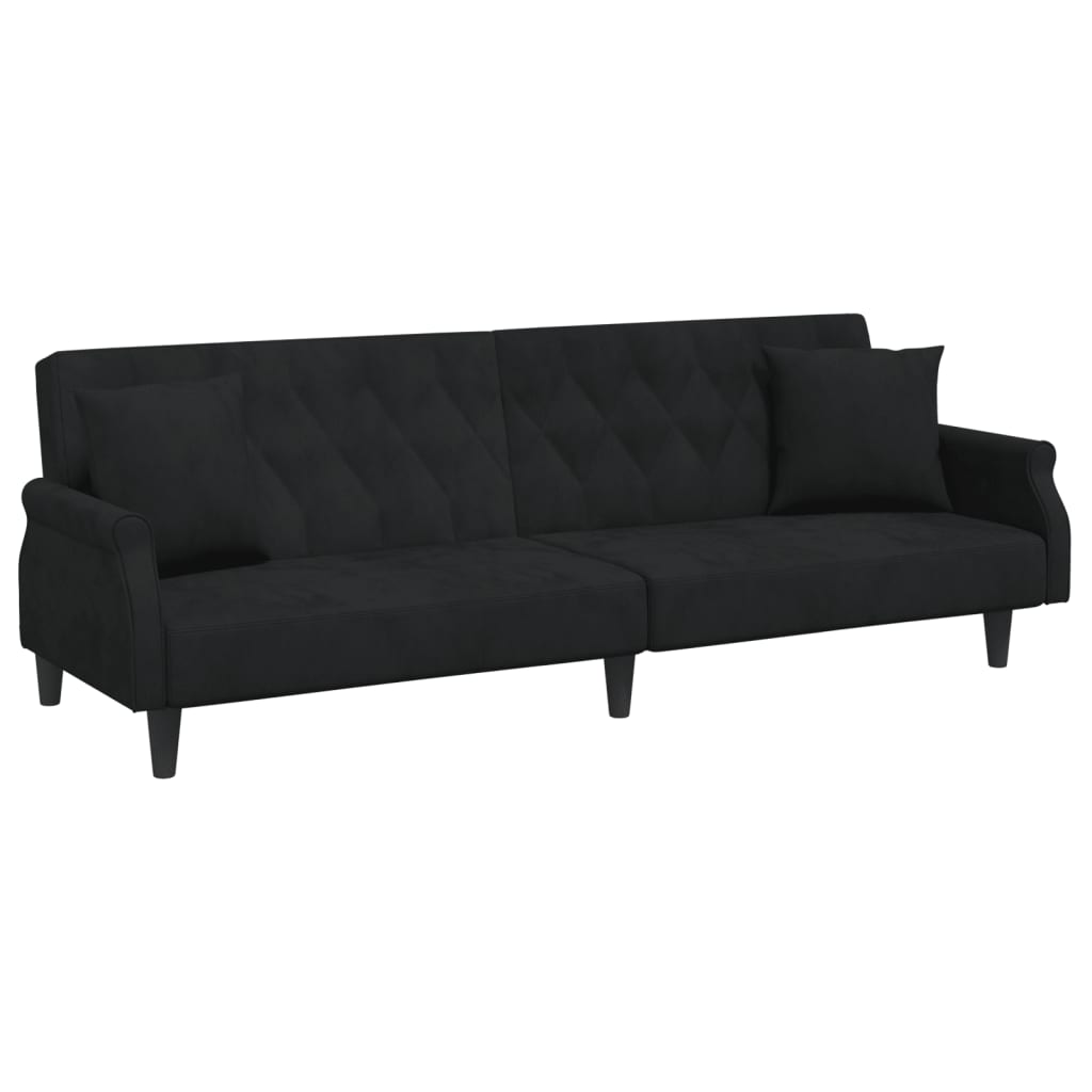 sovesofa med armlæn velour sort