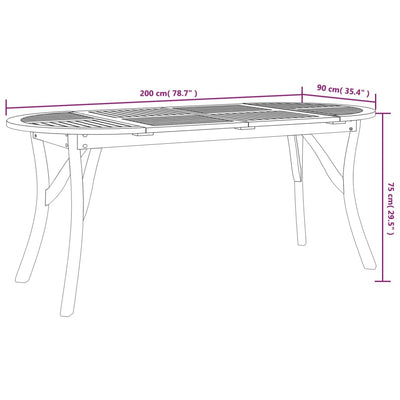 havebord 200x90x75 cm massivt akacietræ