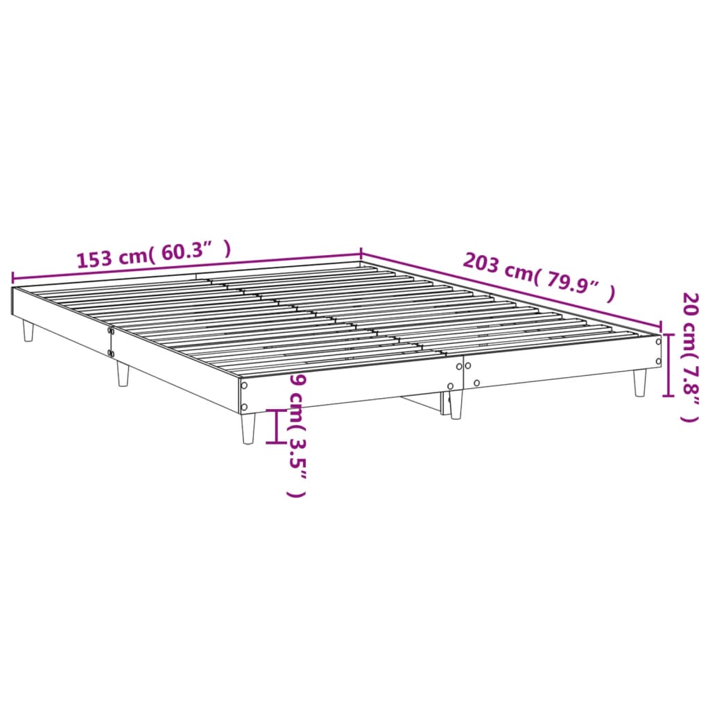 sengestel 150x200 cm konstrueret træ sort