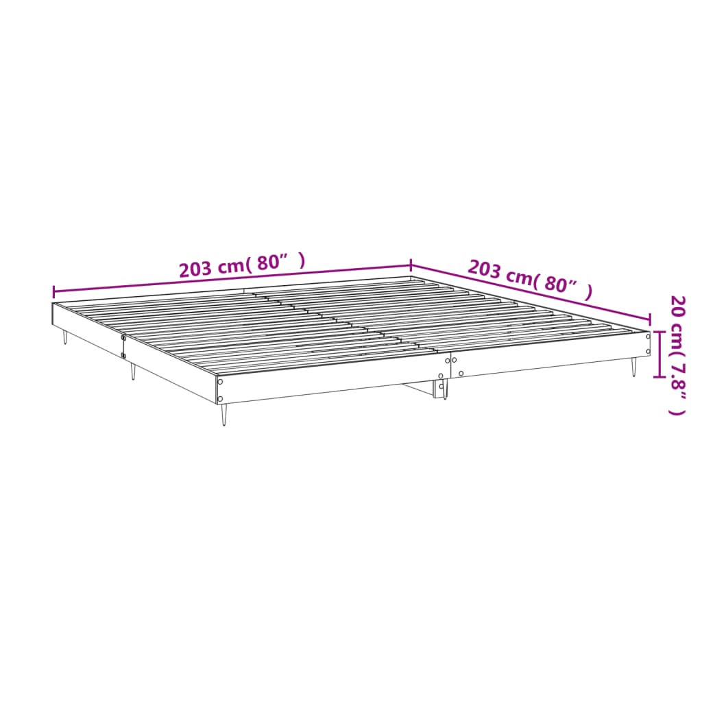 sengestel 200x200 cm konstrueret træ betongrå