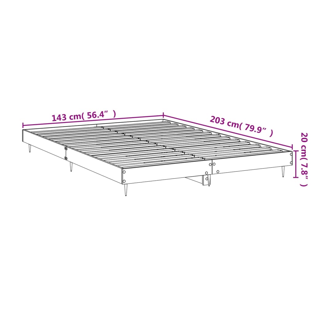 sengestel 140x200 cm massivt træ sort