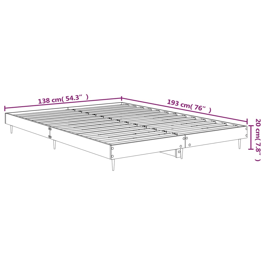 sengestel 135x190 cm konstrueret træ sonoma-eg