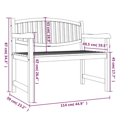 havebænk 114x59x87 cm massivt teaktræ