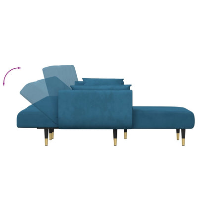 L-formet sovesofa 275x140x70 cm velour blå