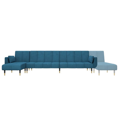 L-formet sovesofa 275x140x70 cm velour blå