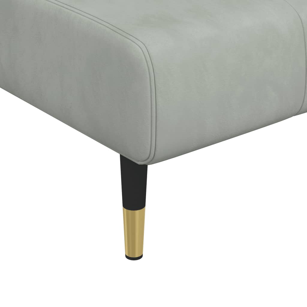 L-formet sovesofa 275x140x70 cm velour lysegrå