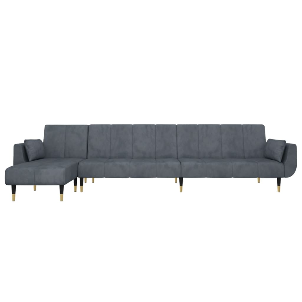 L-formet sovesofa 275x140x70 cm velour mørkegrå