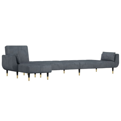 L-formet sovesofa 275x140x70 cm velour mørkegrå