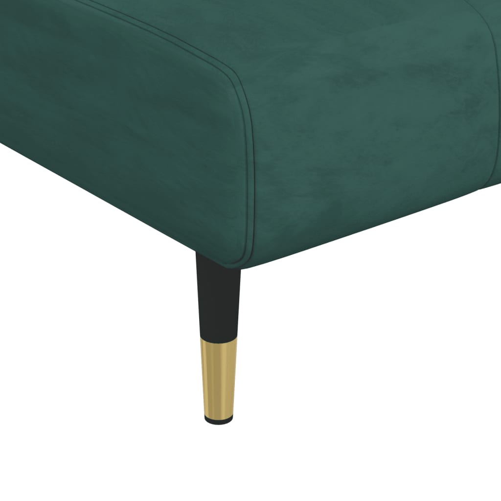 L-formet sovesofa 275x140x70 cm velour mørkegrøn