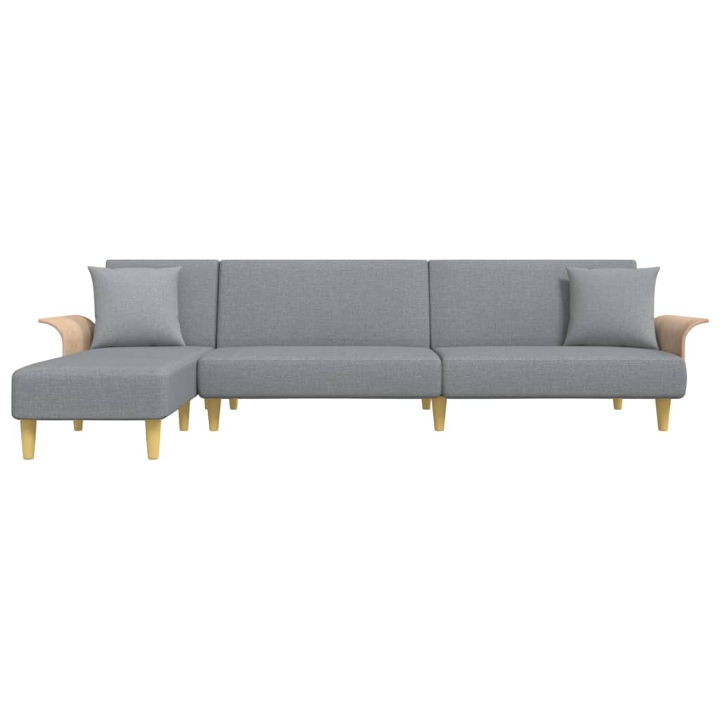 L-formet sovesofa 279x140x70 cm velour lysegrå