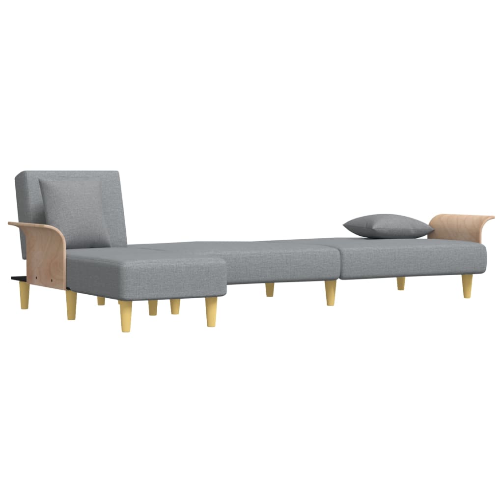 L-formet sovesofa 279x140x70 cm velour lysegrå