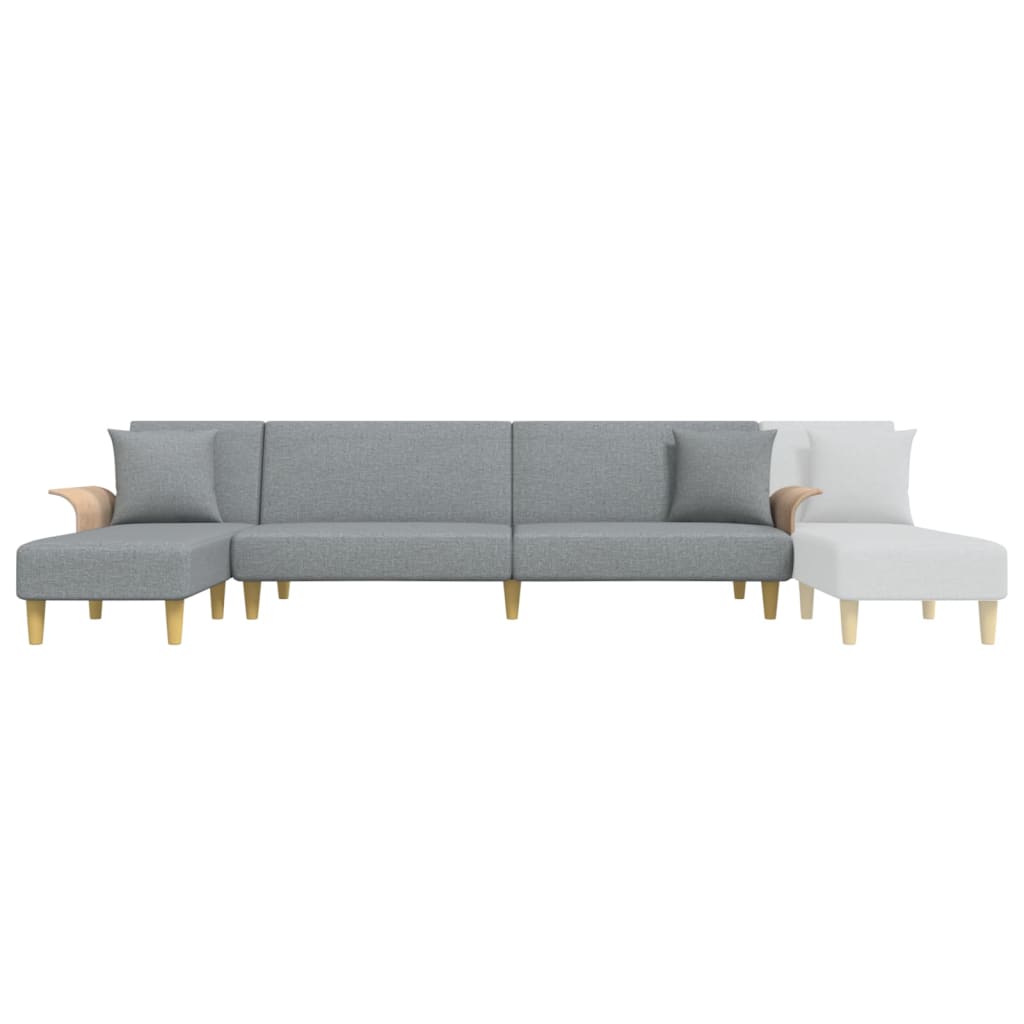 L-formet sovesofa 279x140x70 cm velour lysegrå