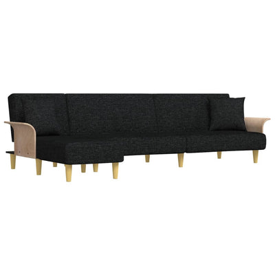 L-formet sovesofa 279x140x70 cm stof sort