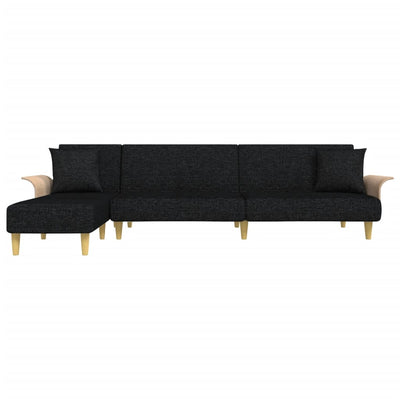 L-formet sovesofa 279x140x70 cm stof sort