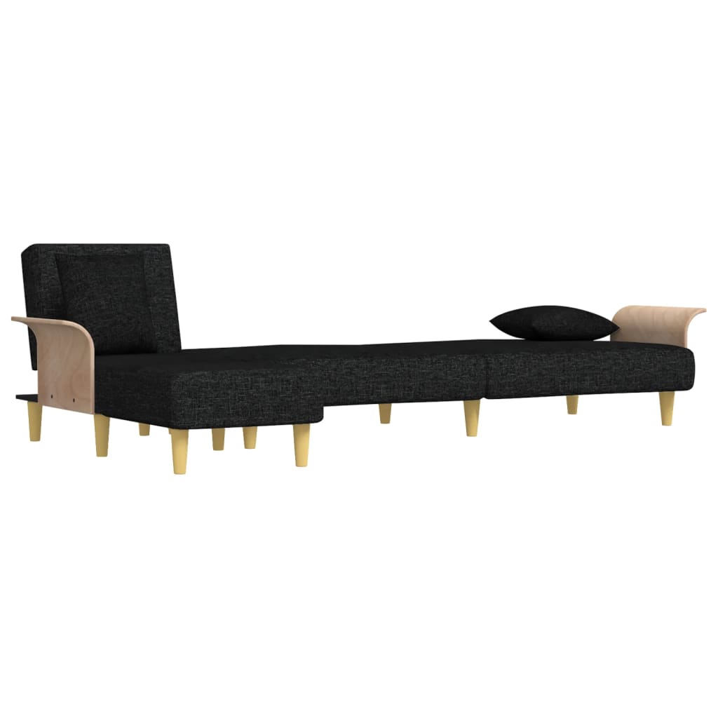 L-formet sovesofa 279x140x70 cm stof sort